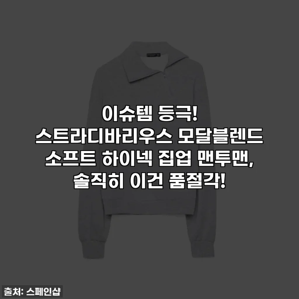 이슈템 등극! 스트라디바리우스 모달블렌드 소프트 하이넥 집업 맨투맨, 솔직히 이건 품절각!