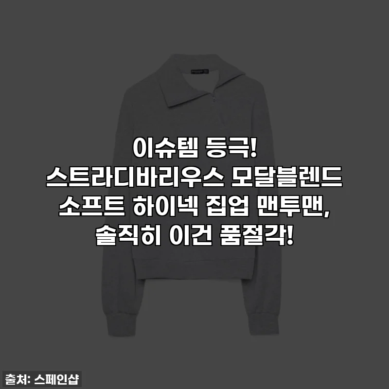 이슈템 등극! 스트라디바리우스 모달블렌드 소프트 하이넥 집업 맨투맨, 솔직히 이건 품절각!