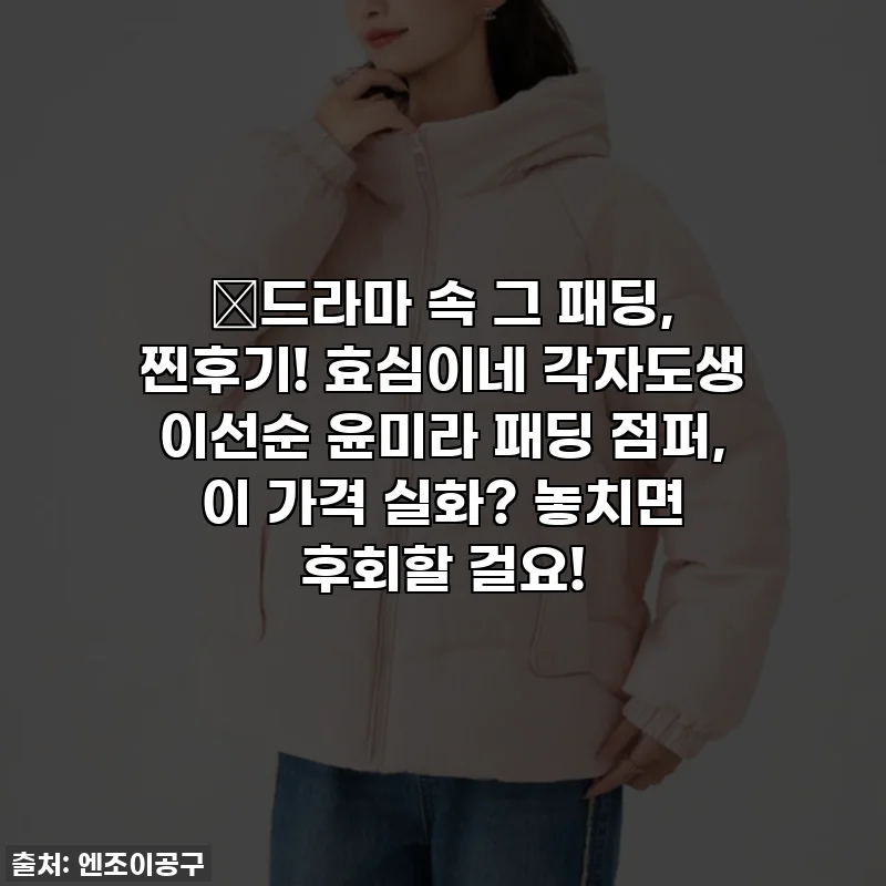 📺드라마 속 그 패딩, 찐후기! 효심이네 각자도생 이선순 윤미라 패딩 점퍼, 이 가격 실화? 놓치면 후회할 걸요!