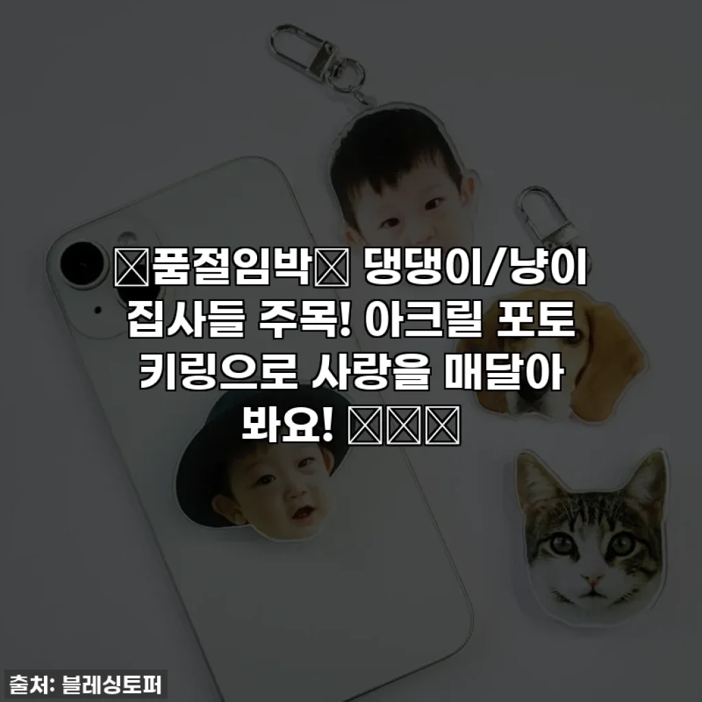 🚨품절임박🚨 댕댕이/냥이 집사들 주목! 아크릴 포토 키링으로 사랑을 매달아 봐요! 🐶💖🐱