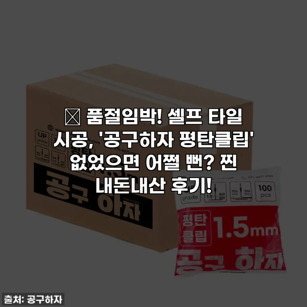 ✨ 품절임박! 셀프 타일 시공, '공구하자 평탄클립' 없었으면 어쩔 뻔? 찐 내돈내산 후기!