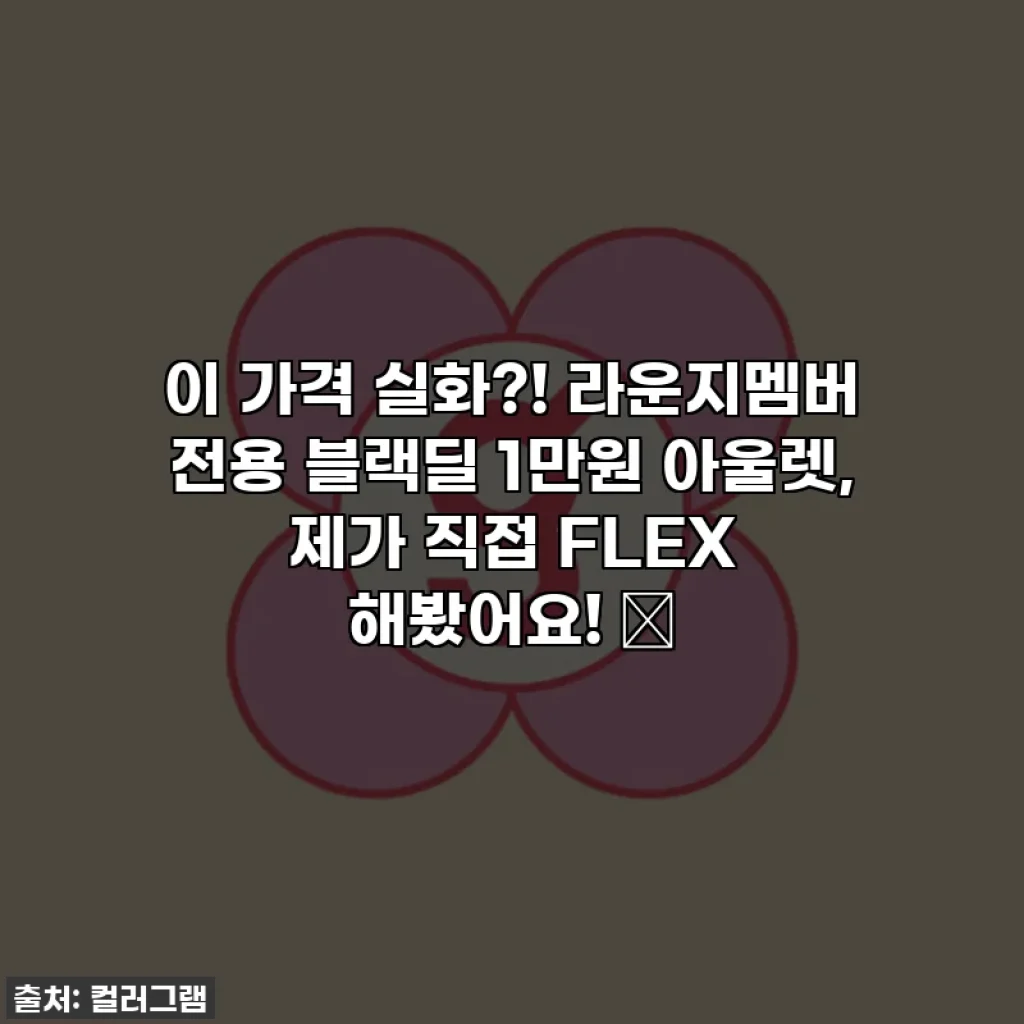 이 가격 실화?! 라운지멤버 전용 블랙딜 1만원 아울렛, 제가 직접 FLEX 해봤어요! 🖤