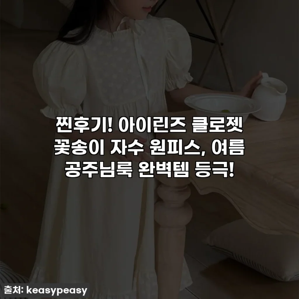 찐후기! 아이린즈 클로젯 꽃송이 자수 원피스, 여름 공주님룩 완벽템 등극!