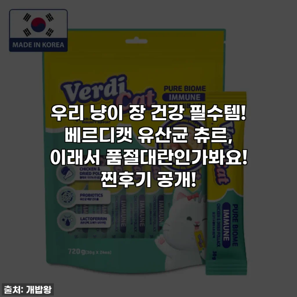 우리 냥이 장 건강 필수템! 베르디캣 유산균 츄르, 이래서 품절대란인가봐요! 찐후기 공개!