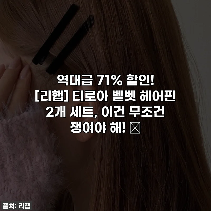 역대급 71% 할인! [리햅] 티로아 벨벳 헤어핀 2개 세트, 이건 무조건 쟁여야 해! 💖
