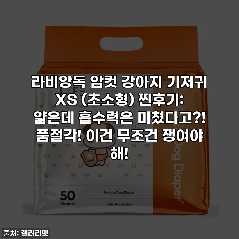 라비앙독 암컷 강아지 기저귀 XS (초소형) 찐후기: 얇은데 흡수력은 미쳤다고?! 품절각! 이건 무조건 쟁여야 해!