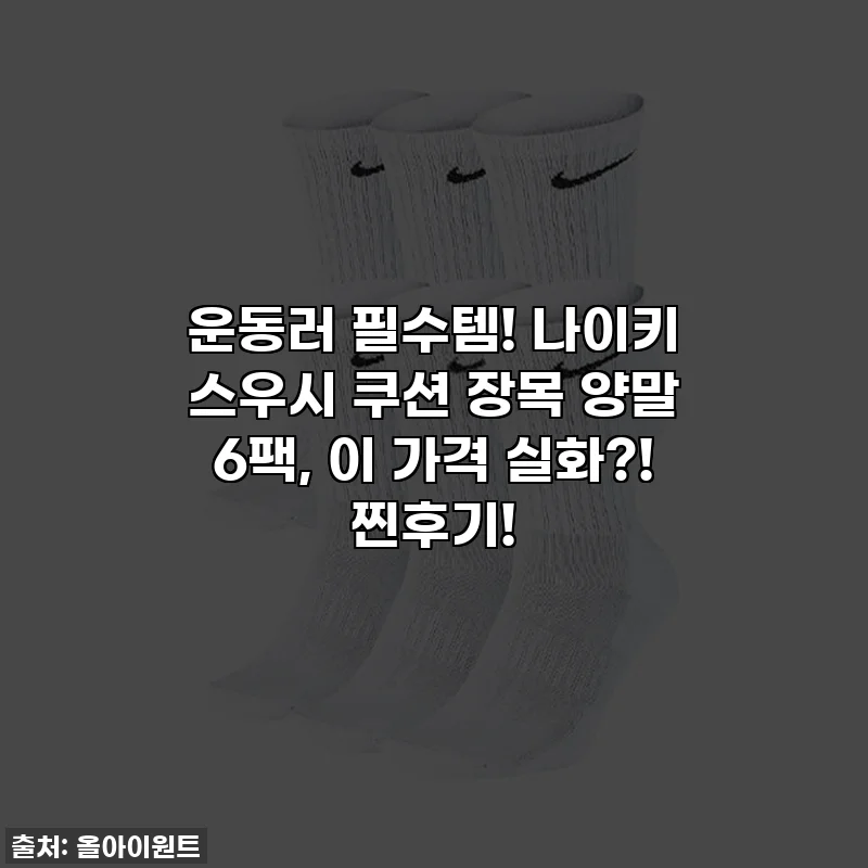 운동러 필수템! 나이키 스우시 쿠션 장목 양말 6팩, 이 가격 실화?! 찐후기!