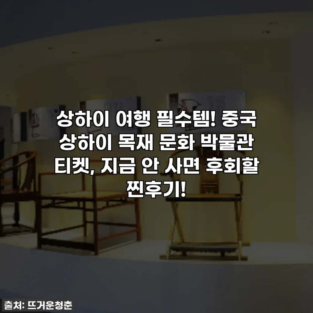 상하이 여행 필수템! 중국 상하이 목재 문화 박물관 티켓, 지금 안 사면 후회할 찐후기!