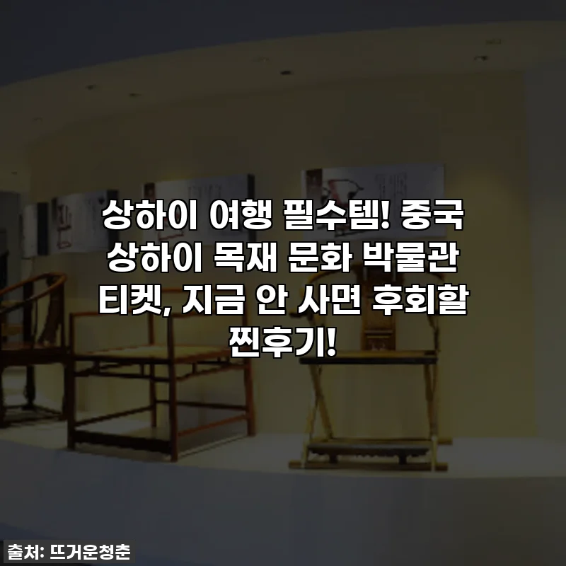 상하이 여행 필수템! 중국 상하이 목재 문화 박물관 티켓, 지금 안 사면 후회할 찐후기!