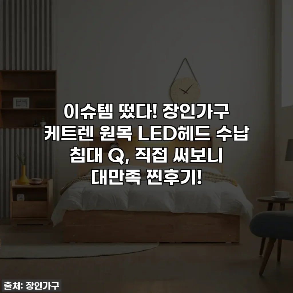 이슈템 떴다! 장인가구 케트렌 원목 LED헤드 수납 침대 Q, 직접 써보니 대만족 찐후기!
