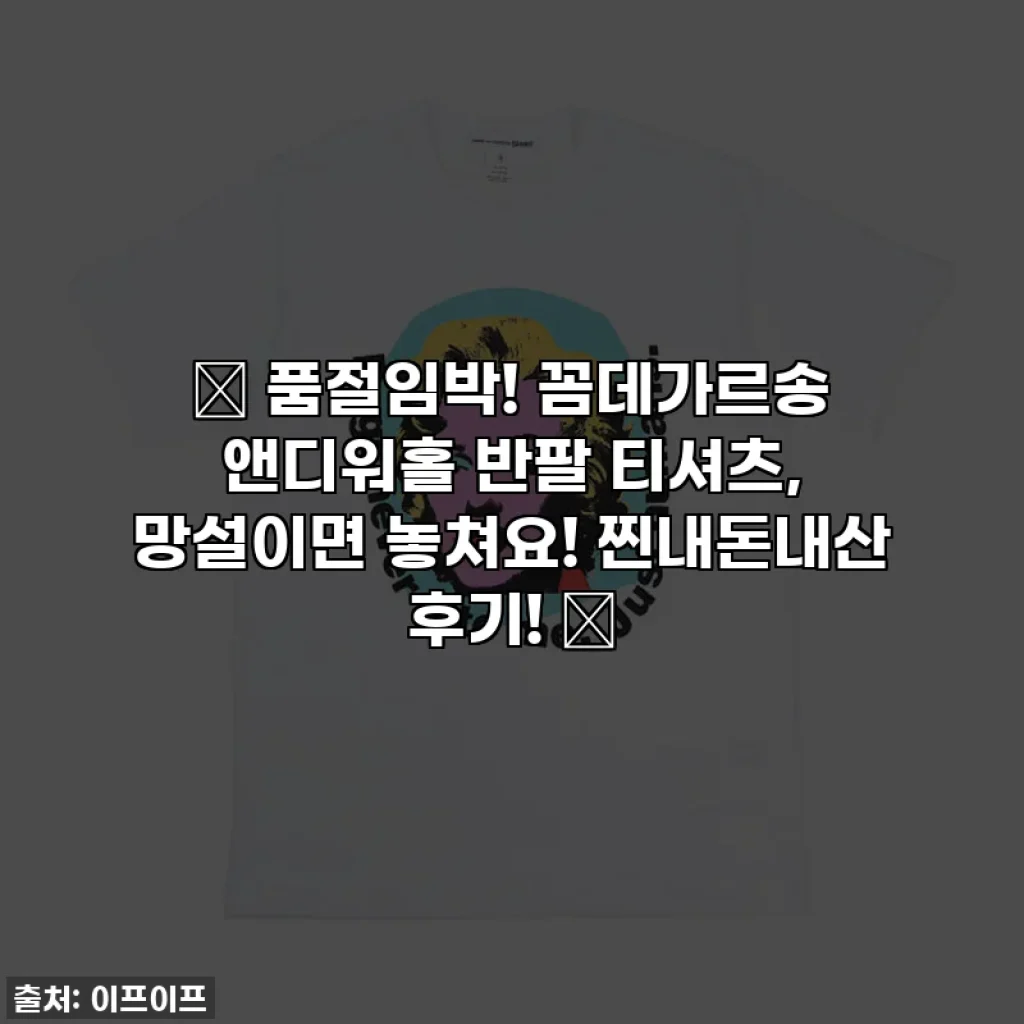 ⭐ 품절임박! 꼼데가르송 앤디워홀 반팔 티셔츠, 망설이면 놓쳐요! 찐내돈내산 후기! ⭐
