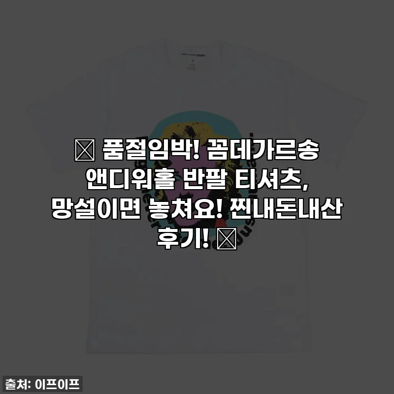 ⭐ 품절임박! 꼼데가르송 앤디워홀 반팔 티셔츠, 망설이면 놓쳐요! 찐내돈내산 후기! ⭐