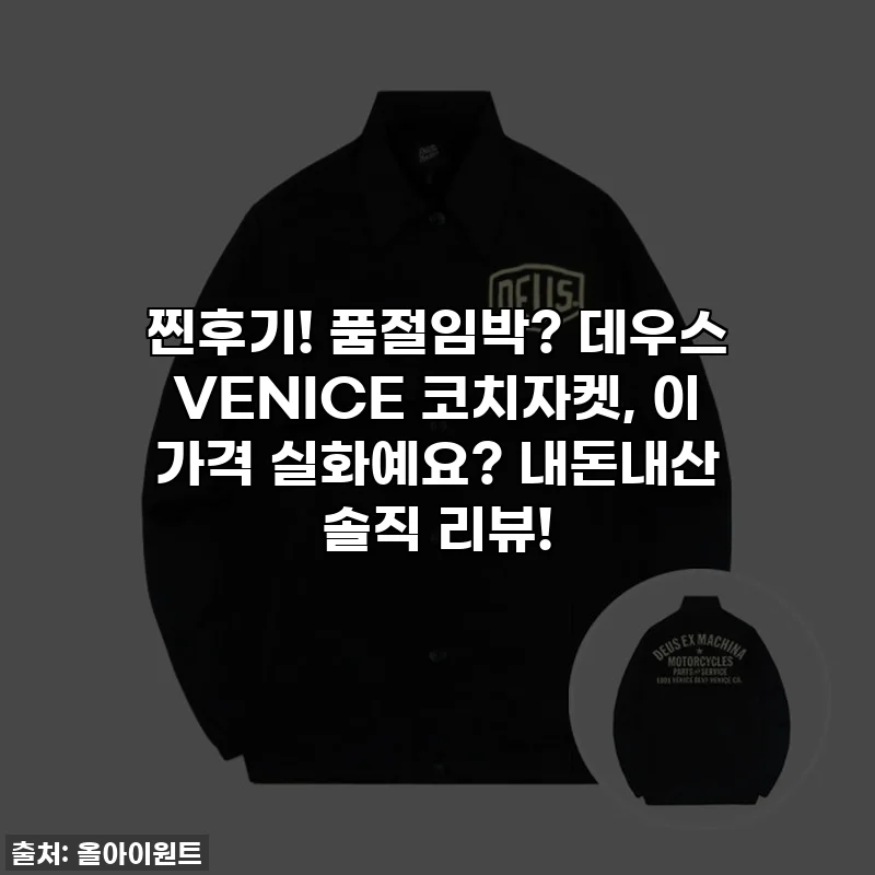 찐후기! 품절임박? 데우스 VENICE 코치자켓, 이 가격 실화예요? 내돈내산 솔직 리뷰!
