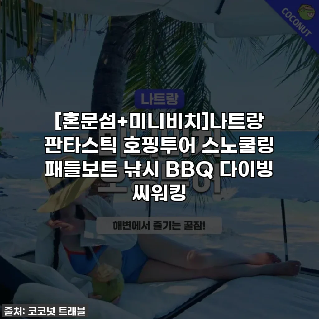 [혼문섬+미니비치]나트랑 판타스틱 호핑투어 스노쿨링 패들보트 낚시 BBQ 다이빙 씨워킹
