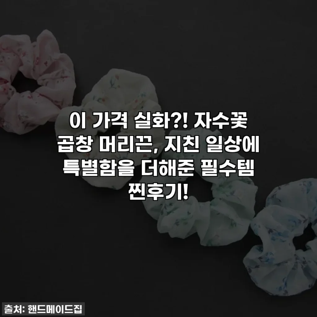 이 가격 실화?! 자수꽃 곱창 머리끈, 지친 일상에 특별함을 더해준 필수템 찐후기!