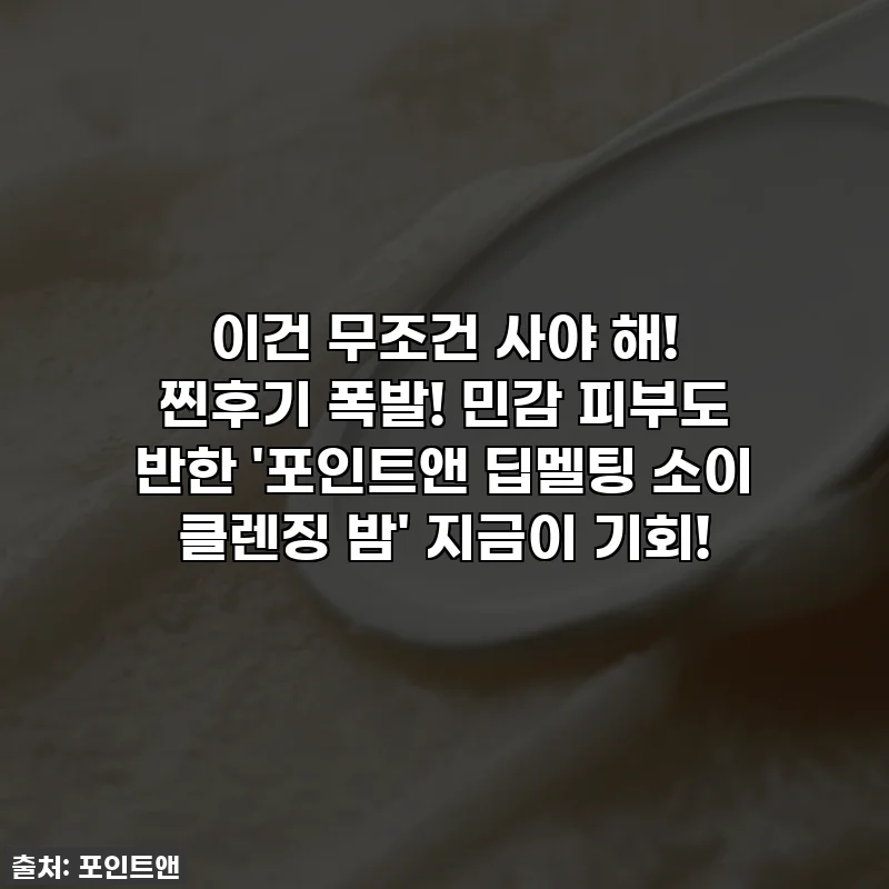 이건 무조건 사야 해! 찐후기 폭발! 민감 피부도 반한 '포인트앤 딥멜팅 소이 클렌징 밤' 지금이 기회!