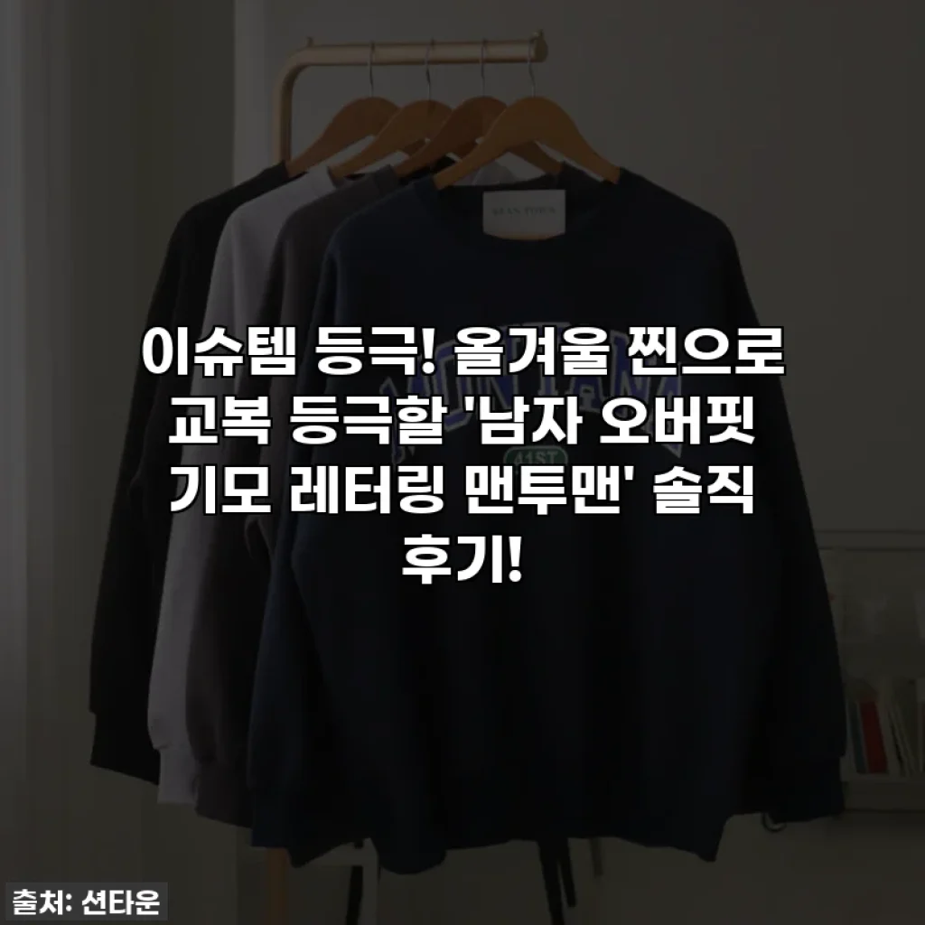 이슈템 등극! 올겨울 찐으로 교복 등극할 '남자 오버핏 기모 레터링 맨투맨' 솔직 후기!