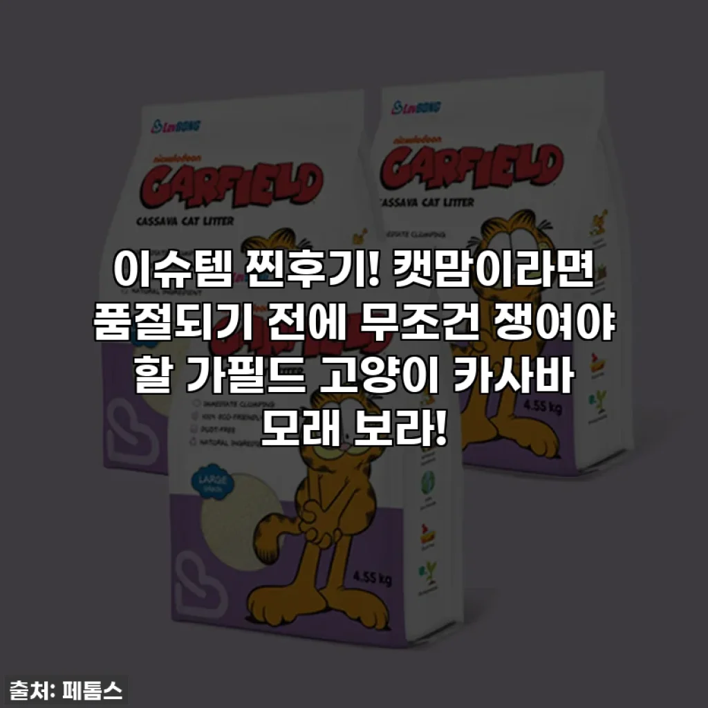 이슈템 찐후기! 캣맘이라면 품절되기 전에 무조건 쟁여야 할 가필드 고양이 카사바 모래 보라!