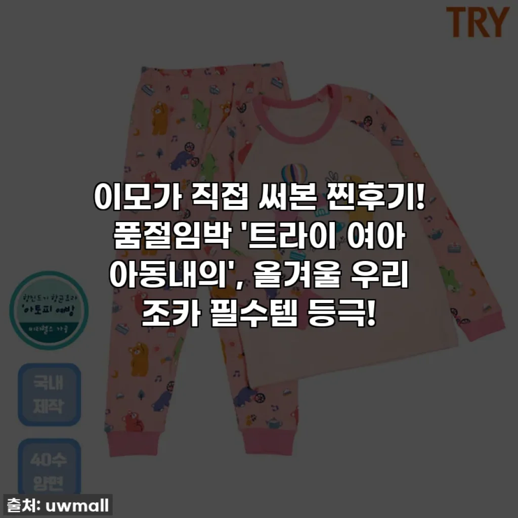 이모가 직접 써본 찐후기! 품절임박 '트라이 여아 아동내의', 올겨울 우리 조카 필수템 등극!