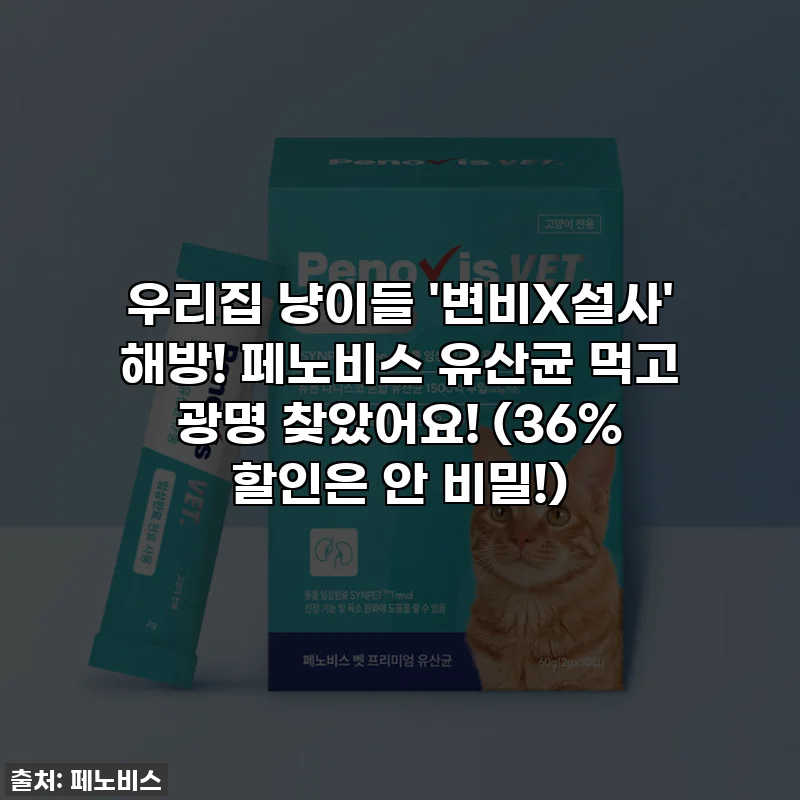 우리집 냥이들 '변비X설사' 해방! 페노비스 유산균 먹고 광명 찾았어요! (36% 할인은 안 비밀!)