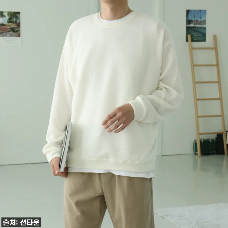 남자니트 남자 구김없는 맨투맨 커플니 관련 이미지 8