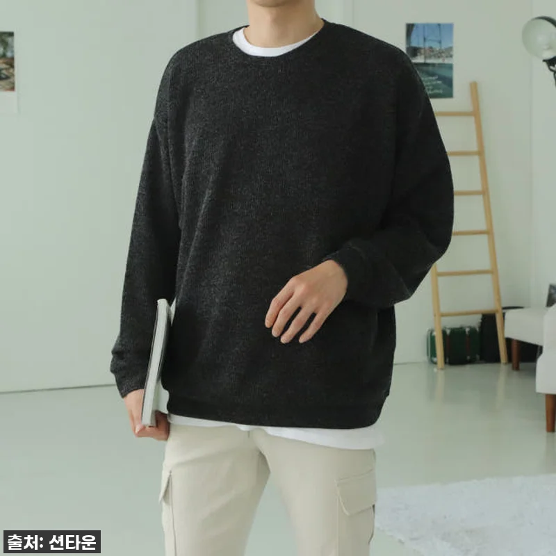남자니트 남자 구김없는 맨투맨 커플니 관련 이미지 9