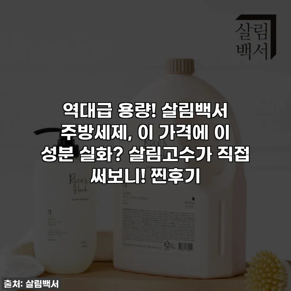역대급 용량! 살림백서 주방세제, 이 가격에 이 성분 실화? 살림고수가 직접 써보니! 찐후기