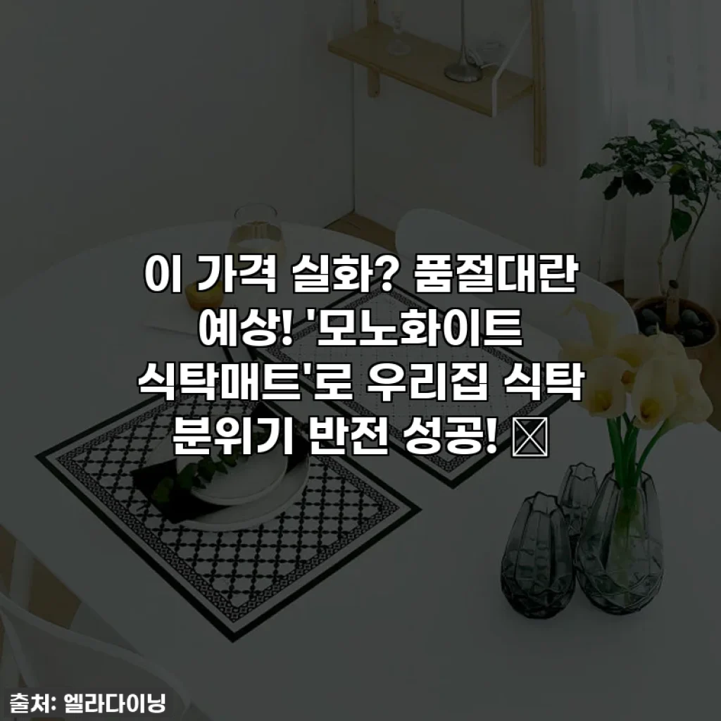 이 가격 실화? 품절대란 예상! '모노화이트 식탁매트'로 우리집 식탁 분위기 반전 성공! ✨