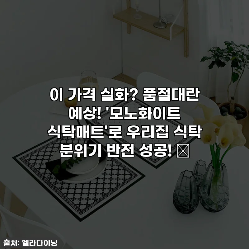 이 가격 실화? 품절대란 예상! '모노화이트 식탁매트'로 우리집 식탁 분위기 반전 성공! ✨