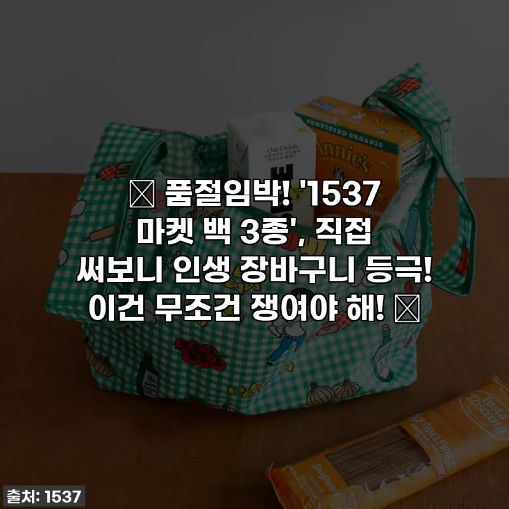✨ 품절임박! '1537 마켓 백 3종', 직접 써보니 인생 장바구니 등극! 이건 무조건 쟁여야 해! ✨