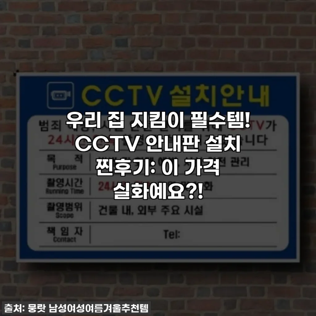 우리 집 지킴이 필수템! CCTV 안내판 설치 찐후기: 이 가격 실화예요?!