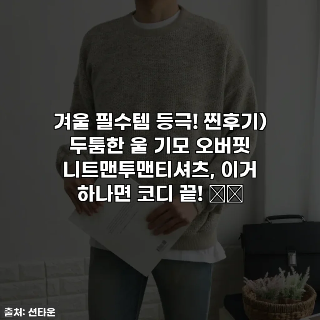 겨울 필수템 등극! 찐후기) 두툼한 울 기모 오버핏 니트맨투맨티셔츠, 이거 하나면 코디 끝! 🧤✨