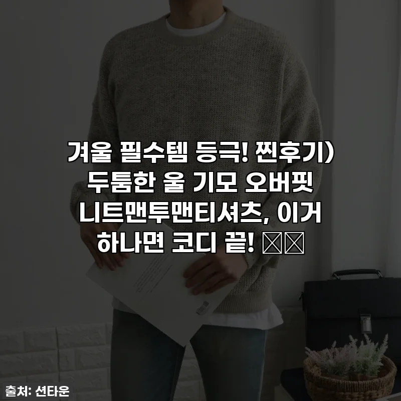 겨울 필수템 등극! 찐후기) 두툼한 울 기모 오버핏 니트맨투맨티셔츠, 이거 하나면 코디 끝! 🧤✨