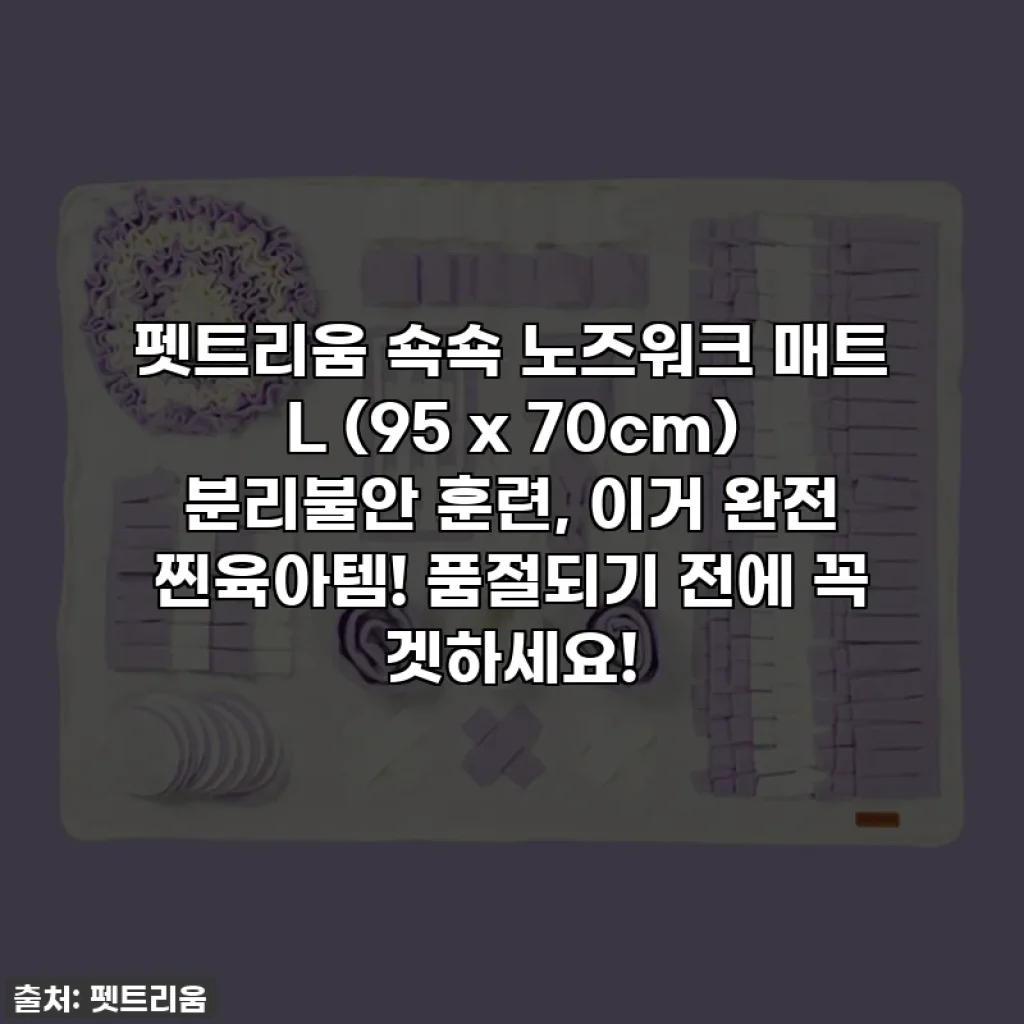 펫트리움 쇽쇽 노즈워크 매트 L (95 x 70cm) 분리불안 훈련, 이거 완전 찐육아템! 품절되기 전에 꼭 겟하세요!