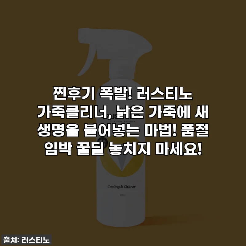찐후기 폭발! 러스티노 가죽클리너, 낡은 가죽에 새 생명을 불어넣는 마법! 품절 임박 꿀딜 놓치지 마세요!