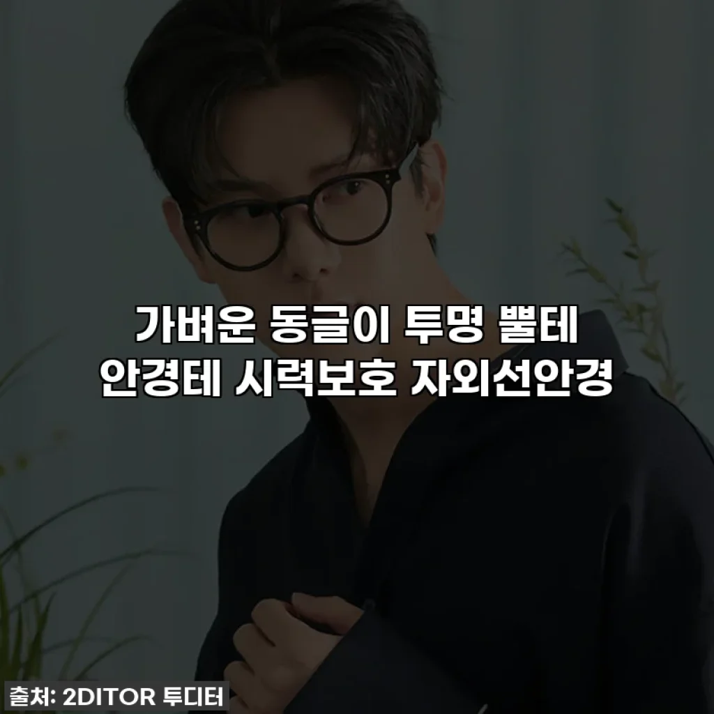 가벼운 동글이 투명 뿔테 안경테 시력보호 자외선안경