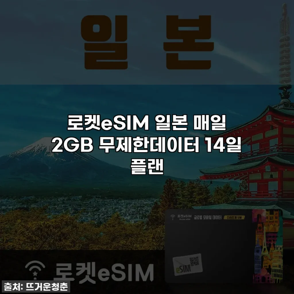 로켓eSIM 일본 매일 2GB 무제한데이터 14일 플랜