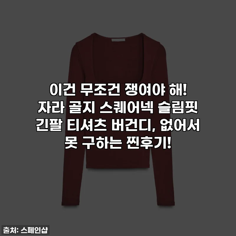 이건 무조건 쟁여야 해! 자라 골지 스퀘어넥 슬림핏 긴팔 티셔츠 버건디, 없어서 못 구하는 찐후기!