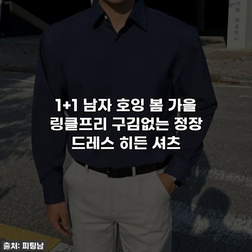 1+1 남자 호잉 봄 가을 링클프리 구김없는 정장 드레스 히든 셔츠
