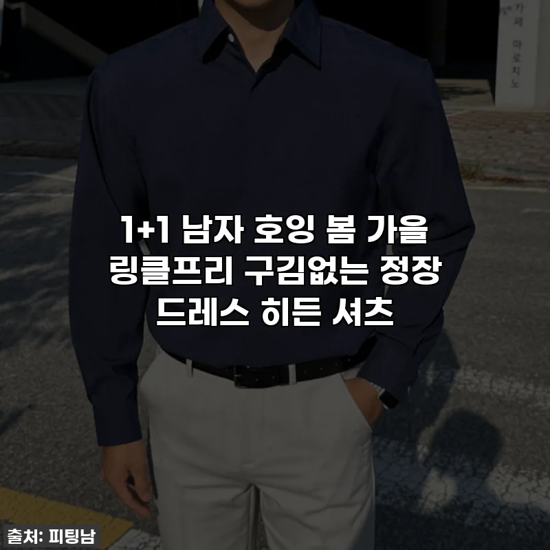 1+1 남자 호잉 봄 가을 링클프리 구김없는 정장 드레스 히든 셔츠
