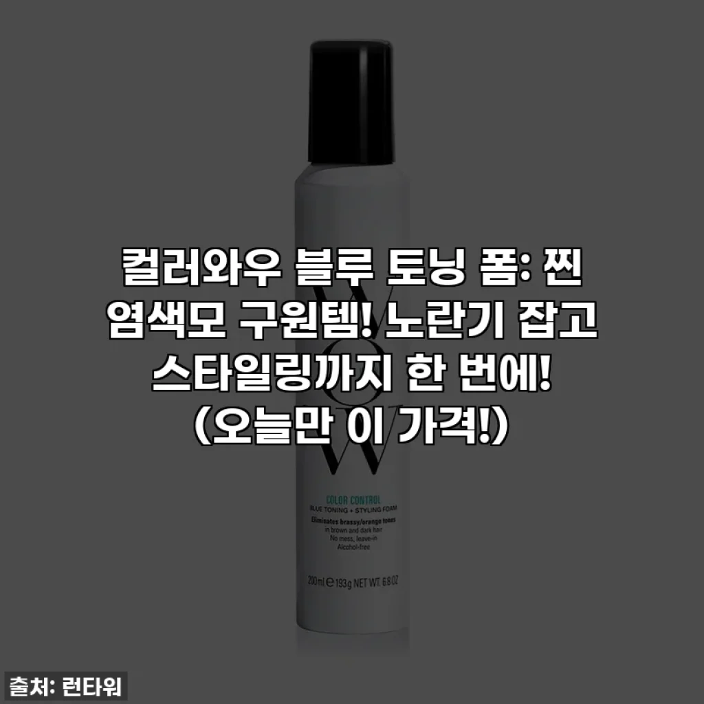 컬러와우 블루 토닝 폼: 찐 염색모 구원템! 노란기 잡고 스타일링까지 한 번에! (오늘만 이 가격!)