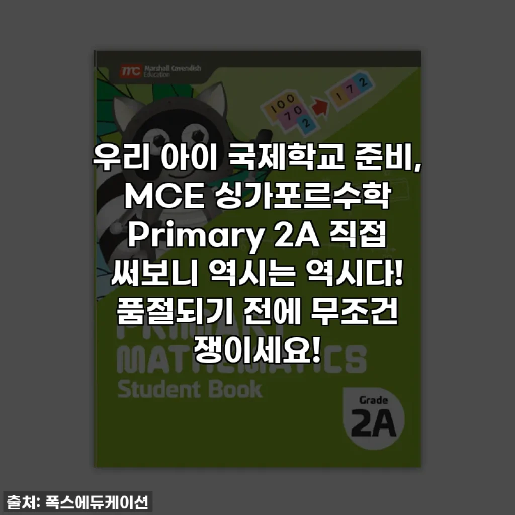우리 아이 국제학교 준비, MCE 싱가포르수학 Primary 2A 직접 써보니 역시는 역시다! 품절되기 전에 무조건 쟁이세요!