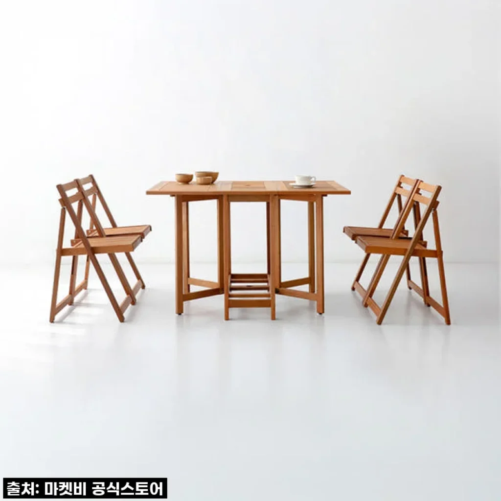 우리 집 테라스가 감성 카페로 변신! KEMIE 원목 접이식 테이블세트 XL4110ST 찐후기