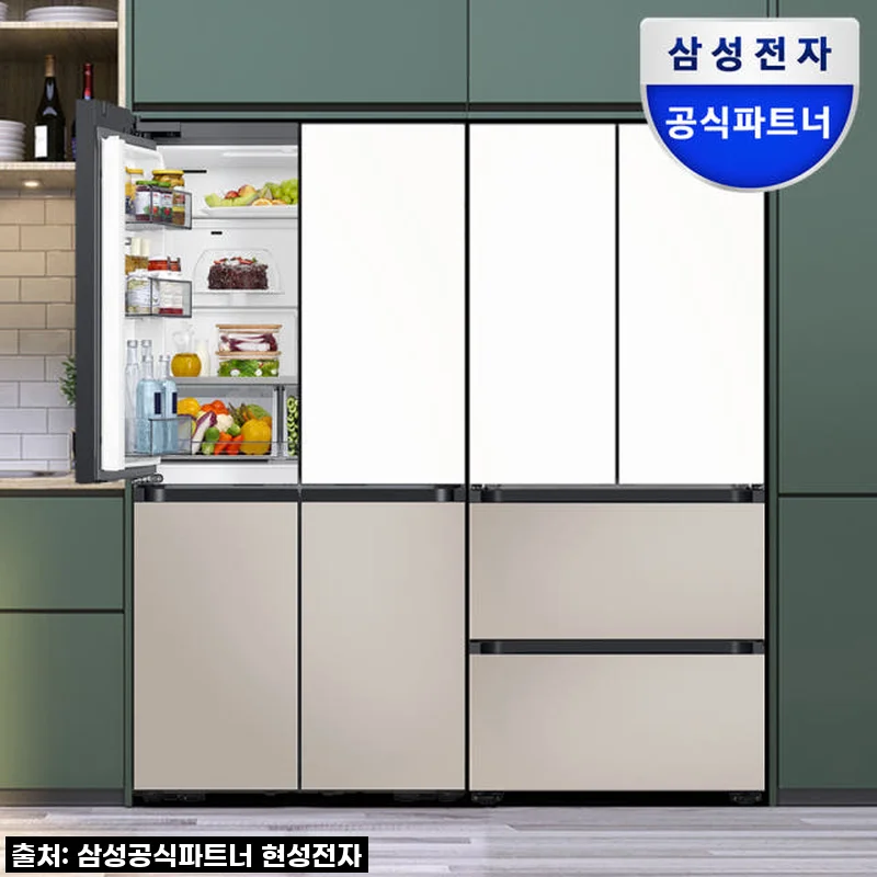 삼성 비스포크 키친핏 냉장고 김치냉장고 세트, 주방에 우아함을 더하다
