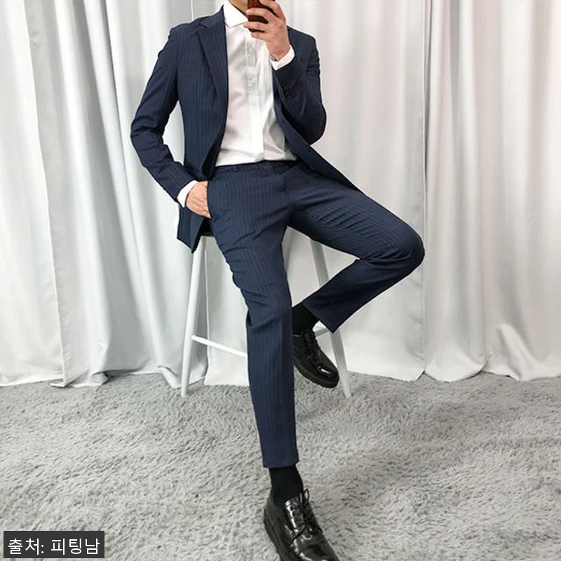 남자 엘리치 봄 가을 스트라이프 수트 관련 이미지 1