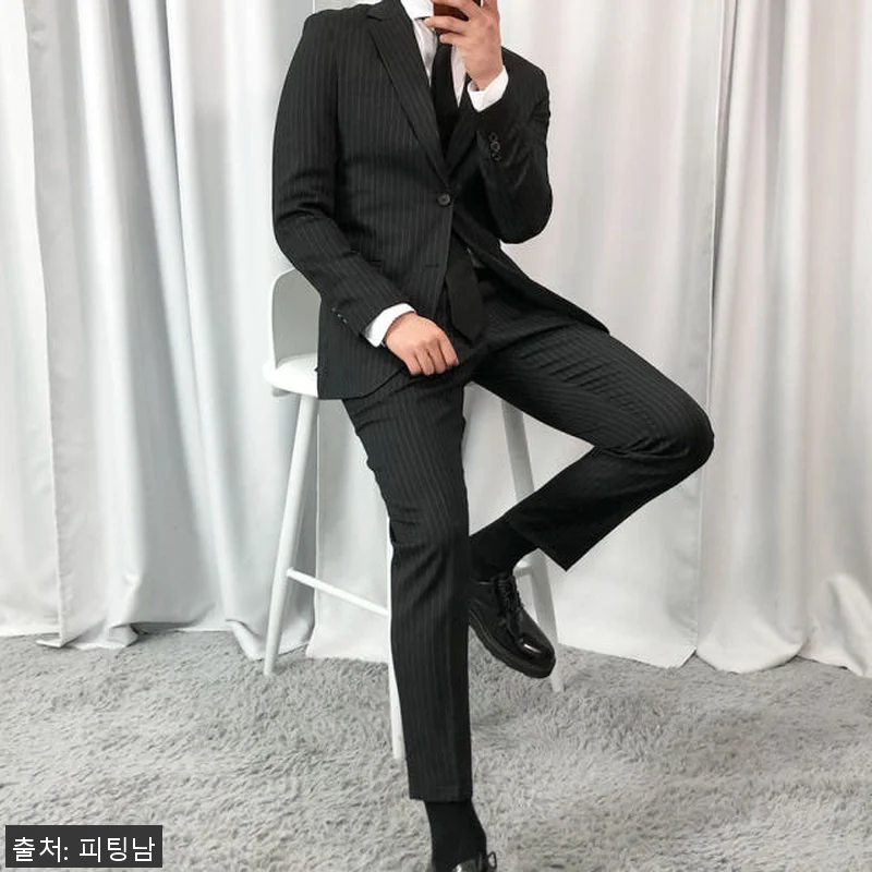 남자 엘리치 봄 가을 스트라이프 수트 관련 이미지 2