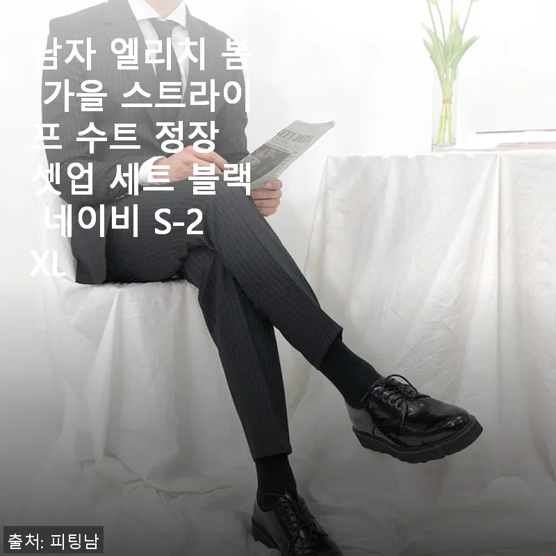 남자 엘리치 봄 가을 스트라이프 수트 정장 셋업 세트 블랙 네이비 사용후기