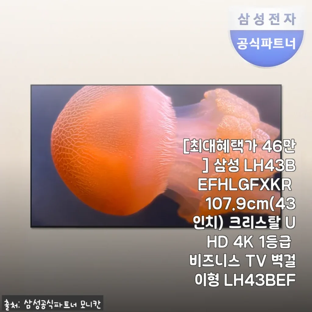 삼성 LH43BEFHLGFXKR 43인치 크리스탈 UHD 4K 비즈니스 TV 사용후기