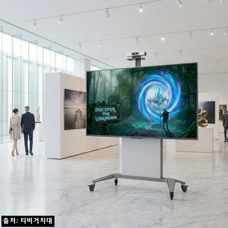 전동식 이동식 특대형 TV 스탠드 100인치, 벽 타공 부담 줄인 대형 전자칠판 거치대 후기