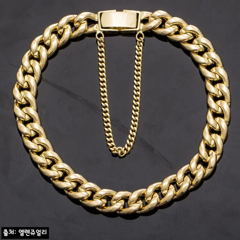 14k 18k 할로우 커브 그랑데 체인 금 팔찌, 7mm 볼륨감이 눈에 띄는 데일리 이슈템